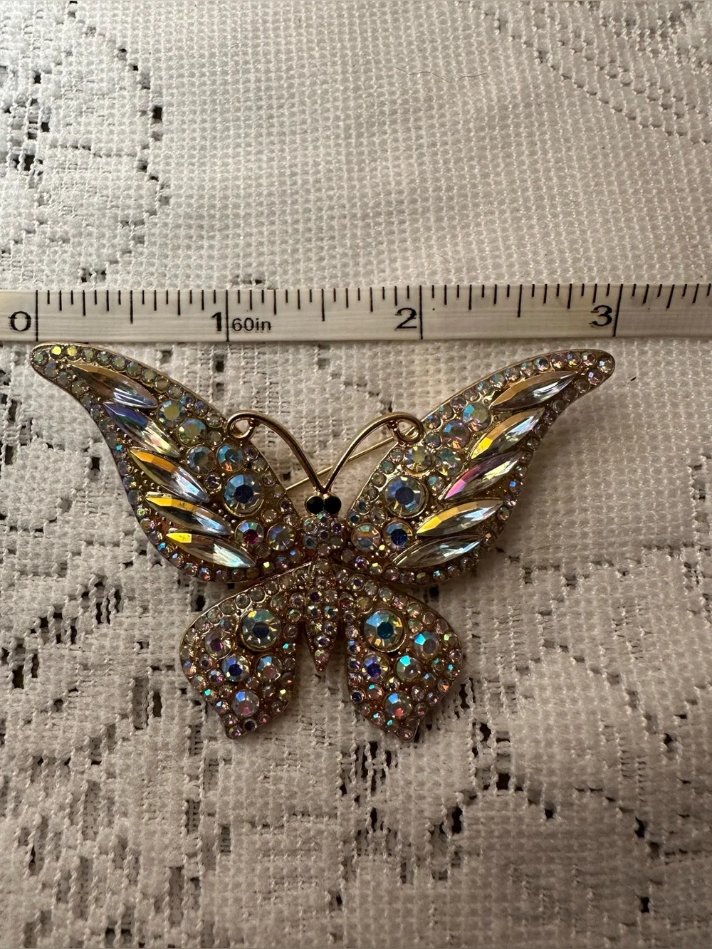 Butterfly Brooch - Iridescent Rhinestones