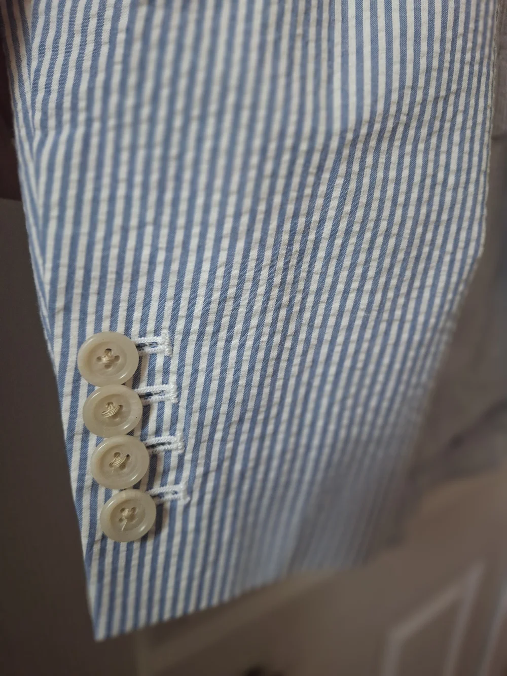 Polo by Ralph Lauren  Blue & White Striped Seersucker Blazer and Pant Set
