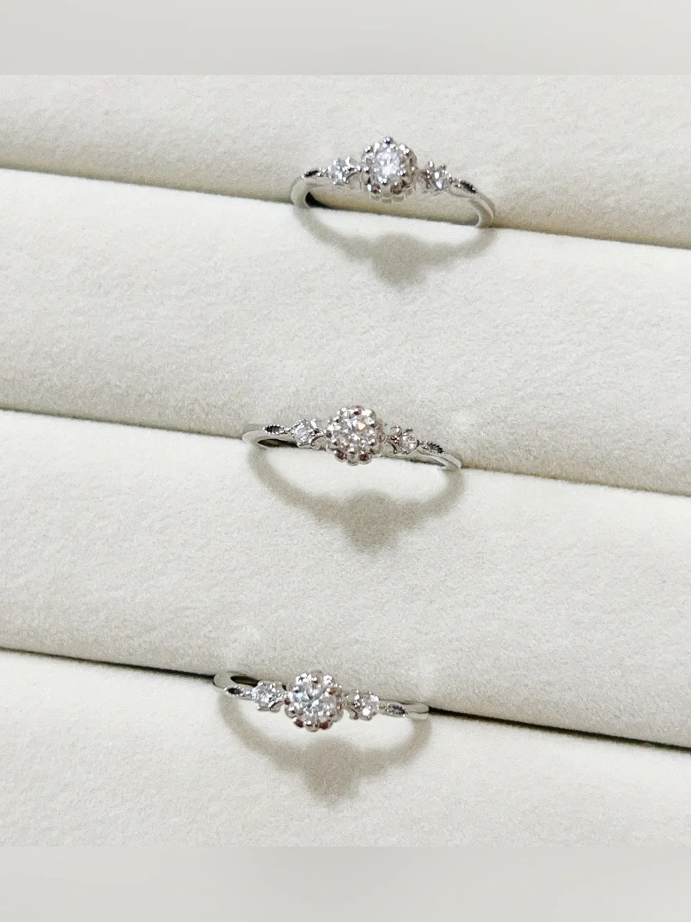 Dainty Moissanite silver Ring | Silver Plated Adjustable Open Ring | One Size