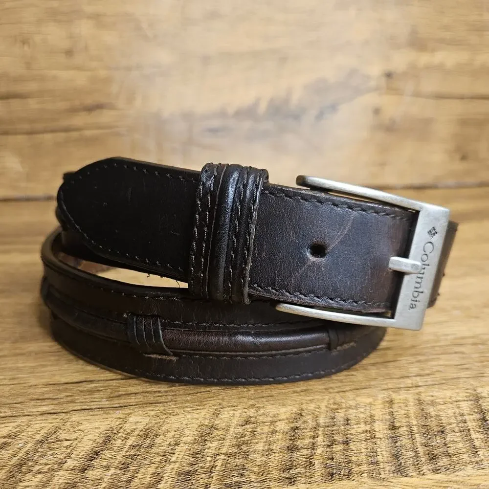 Columbia mens size 34 brown Genuine Leather woven belt