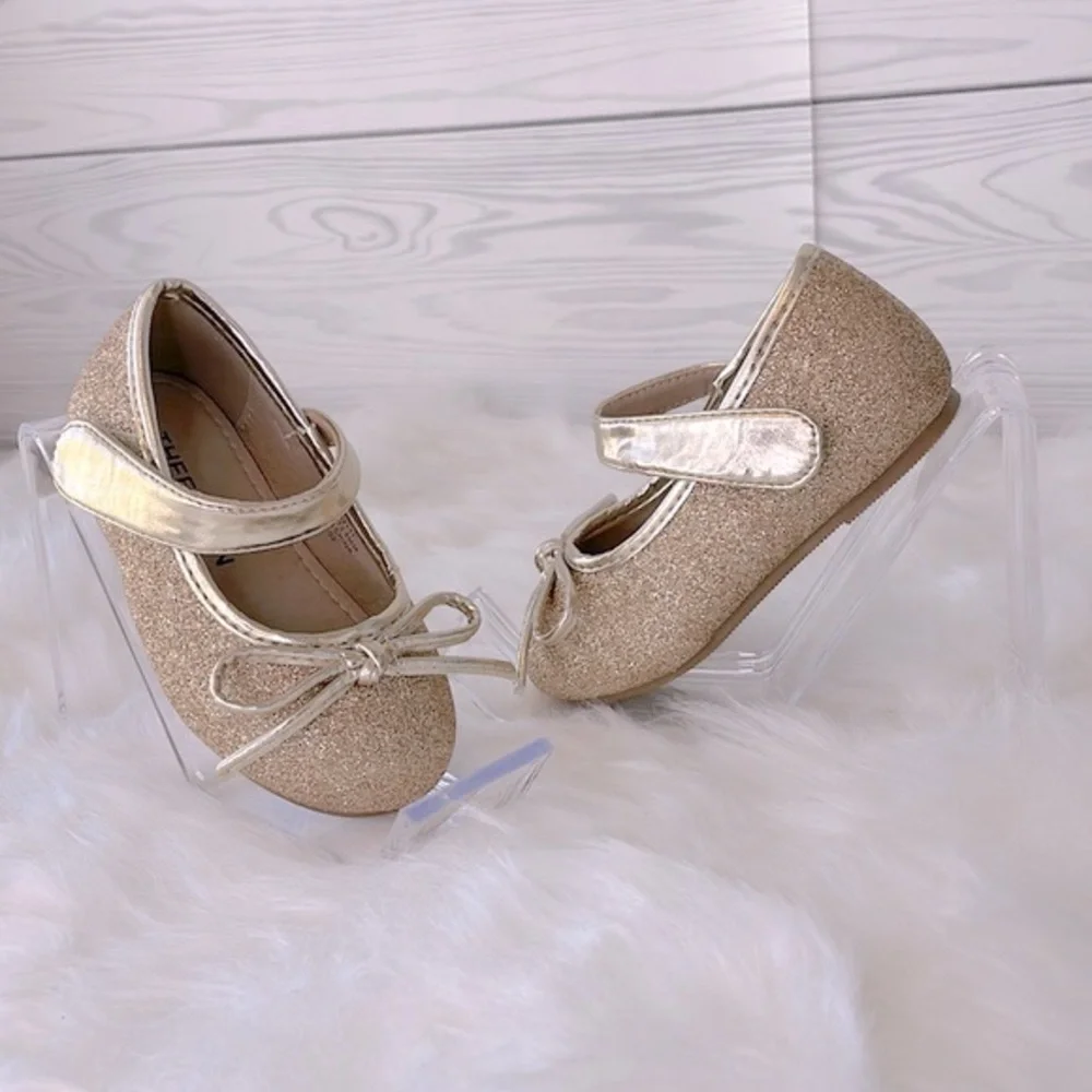 Girls Gold Glitter Dress Shoes‎