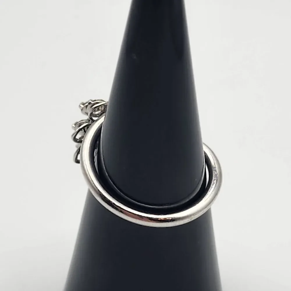 Vintage Sarah Coventry Silver Tone Layered Flower Wrap Adjustable Ring