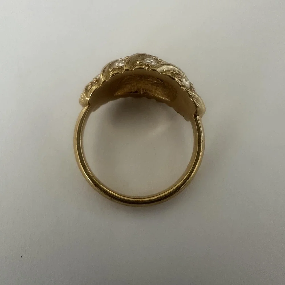 VTG 1980's Avon Gold Tone Clear‎ Rhinestone Dome Cocktail Ring Size 10 Statement