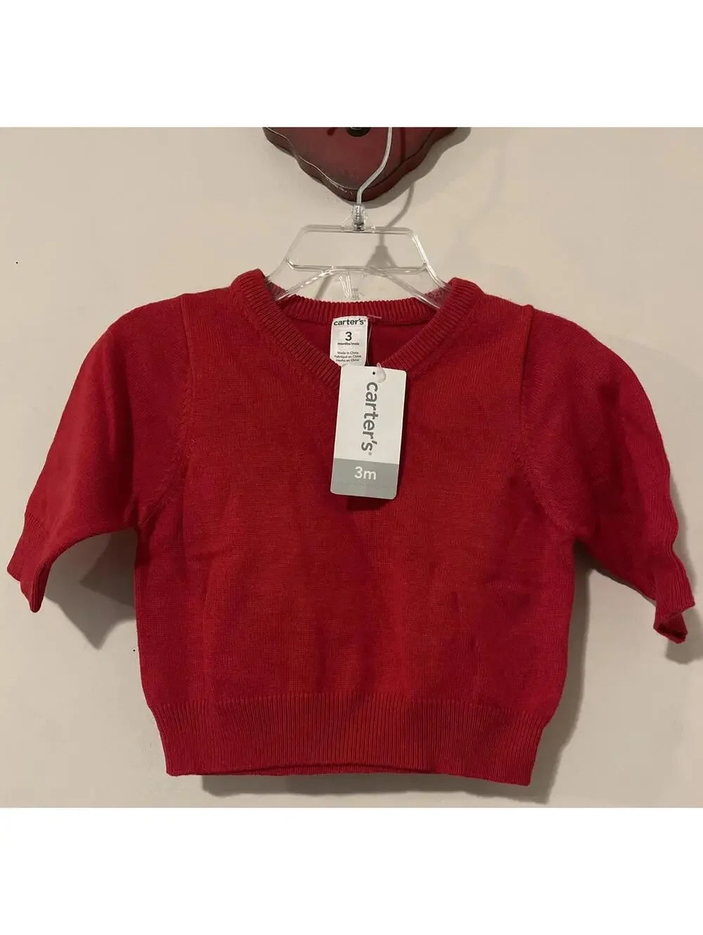 Carters Infant Boys Size 3 Months Red Vneck Pullover Sweater NWT! A1551