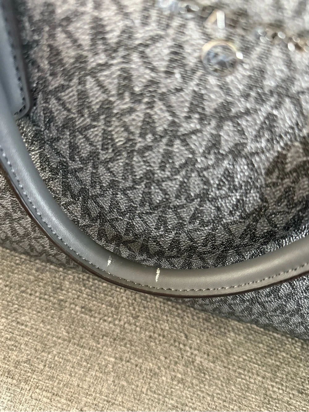Michael Kors Gray Marilyn MK Logo Satchel with Silver Hardware