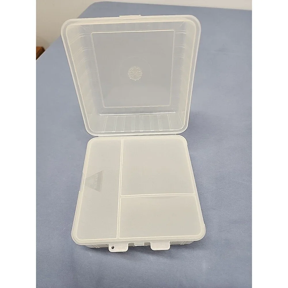 VTG Anchor Hocking Clear Plastic Sheer Lunch Box Model #5803 Made in the USA EUC