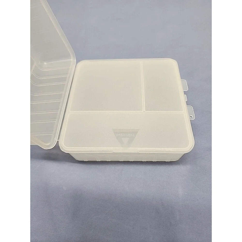 VTG Anchor Hocking Clear Plastic Sheer Lunch Box Model #5803 Made in the USA EUC
