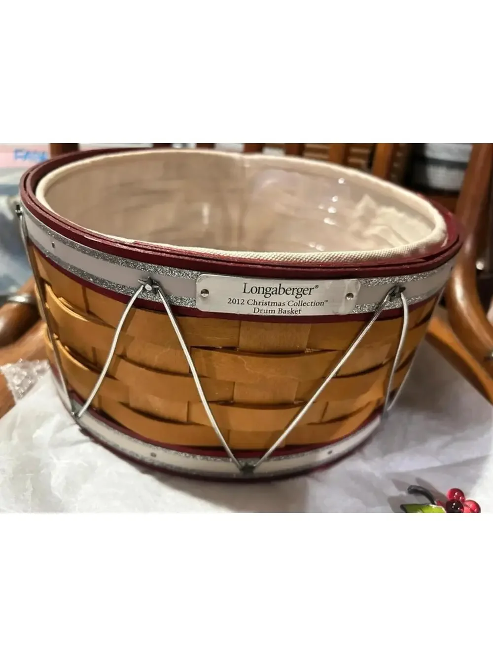 Longaberger Drum Basket set large Christmas
