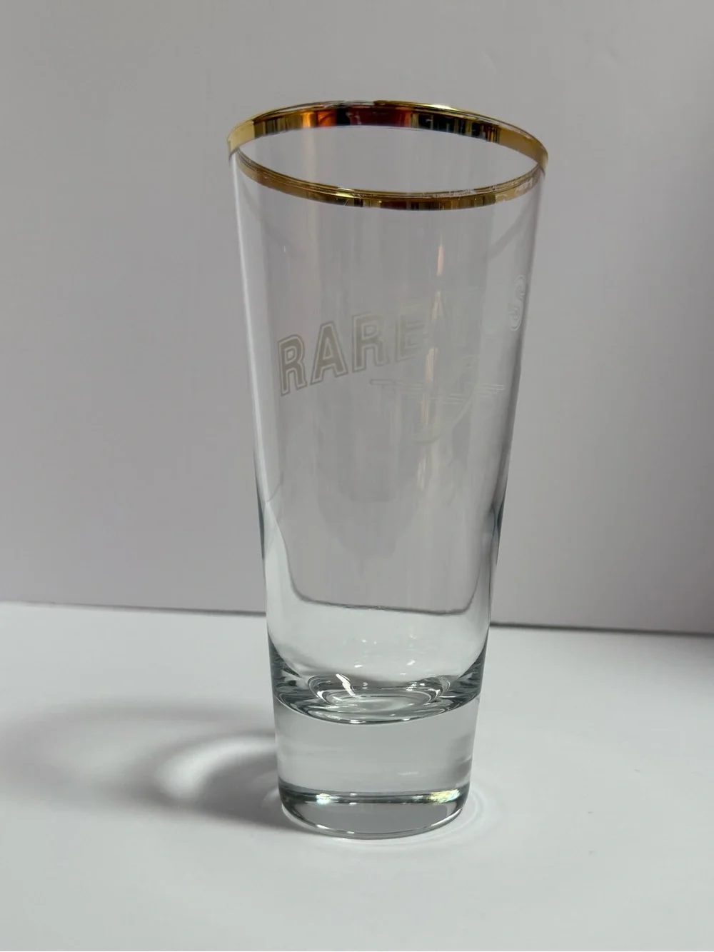 Brewery Ommegang Rare Vos Craft Beer Glass Gold Rim Pint Tumbler Barware Vintage