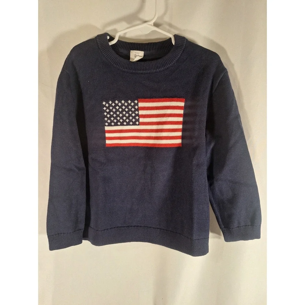 Baby Gap Kids Navy Blue American Flag Cotton Knit Pullover Sweater Size 4 Years