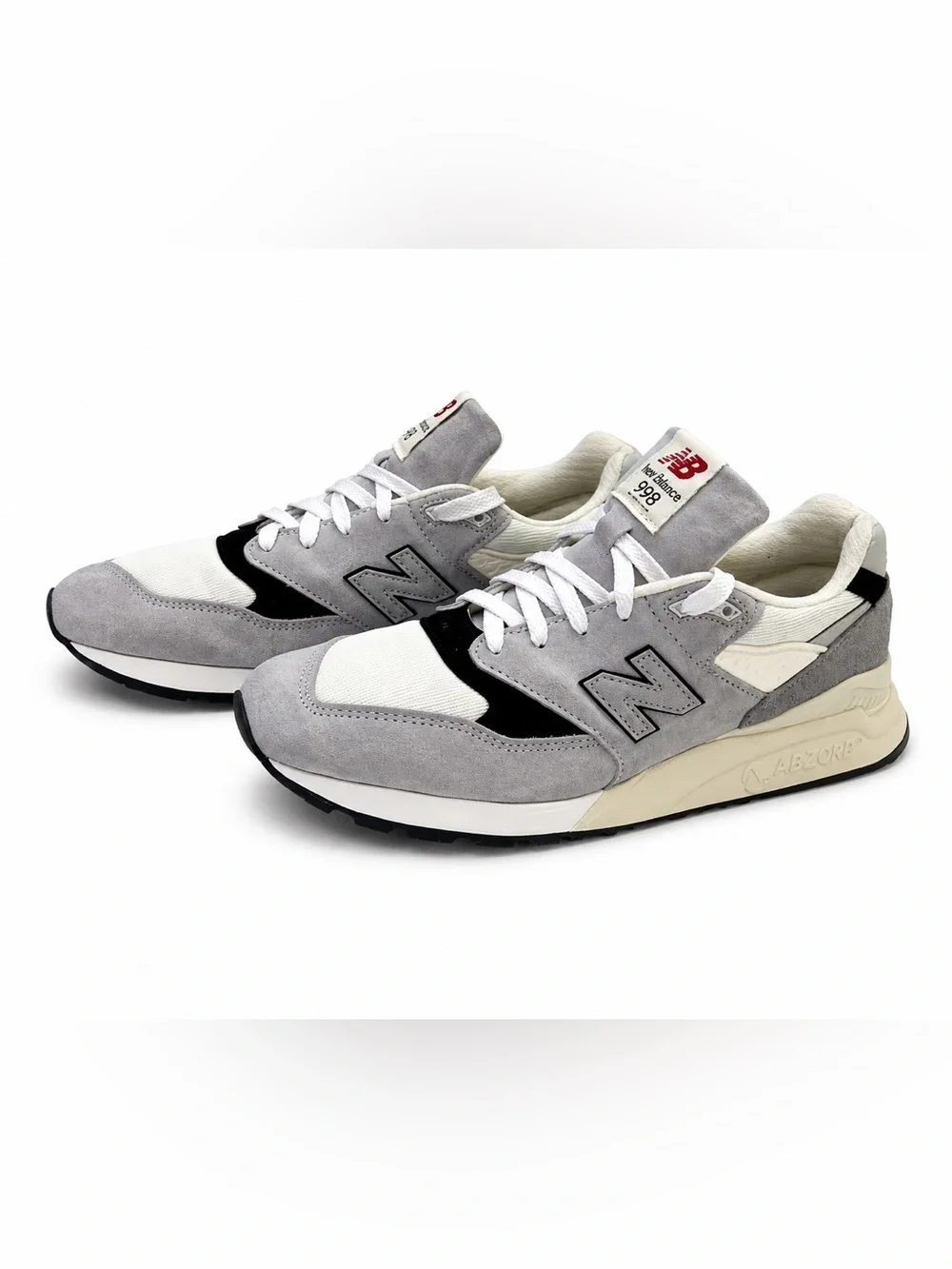 New Balance Gray, White & Black Men's 998 Suede Mesh Low Top Sneakers.Size-11.5