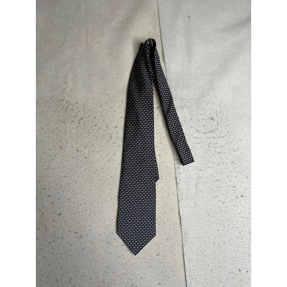 Lauren Ralph Lauren Mens Navy Blue Geometric Diamond Silk Tie Hand Finished USA