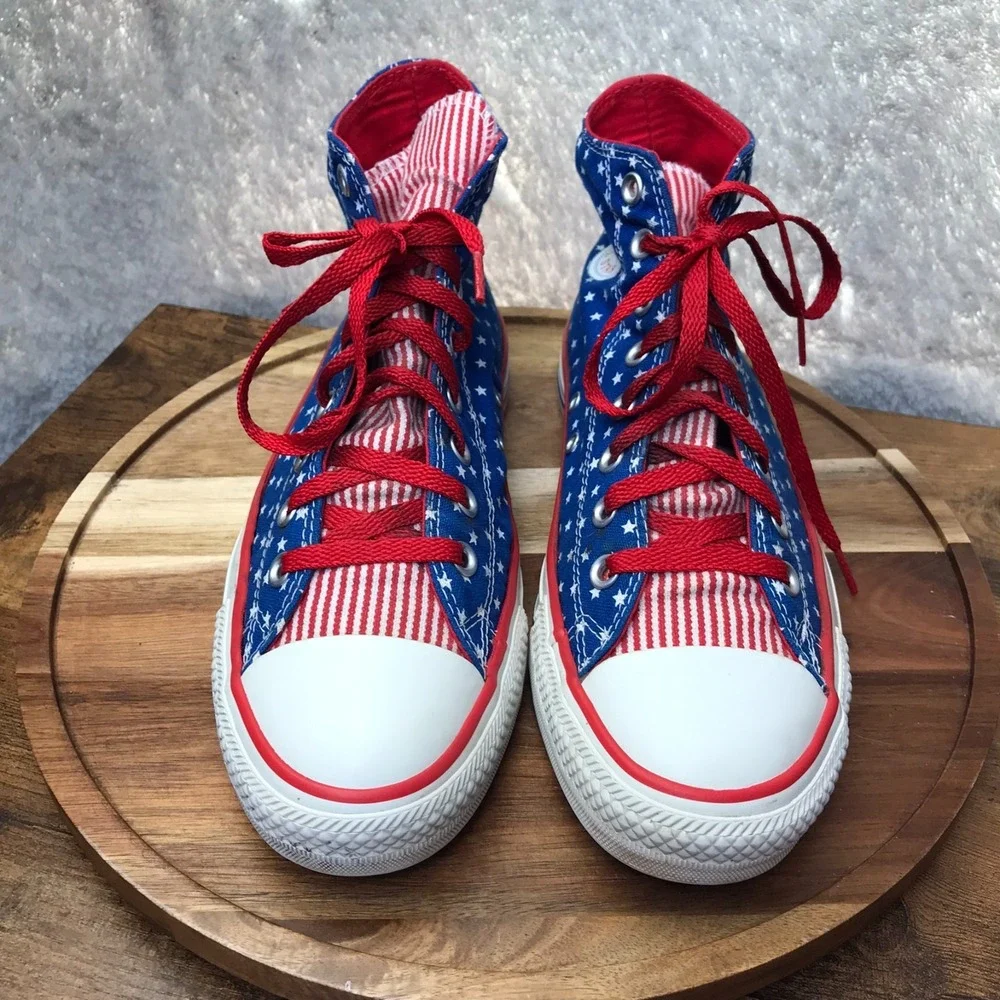 Converse Chuck Taylor All Star High Top Sneakers M 8 W 10 American Flag July 4th