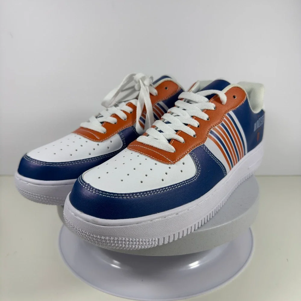 Windsor Mortgage‎ Sneakers Men 10 Blue Orange Stripe Lace Up Low Top