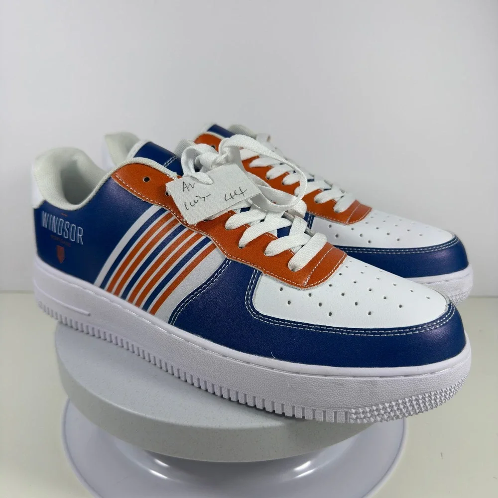 Windsor Mortgage‎ Sneakers Men 10 Blue Orange Stripe Lace Up Low Top