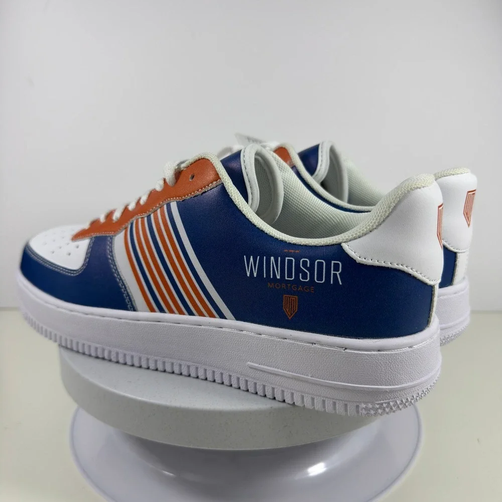 Windsor Mortgage‎ Sneakers Men 10 Blue Orange Stripe Lace Up Low Top