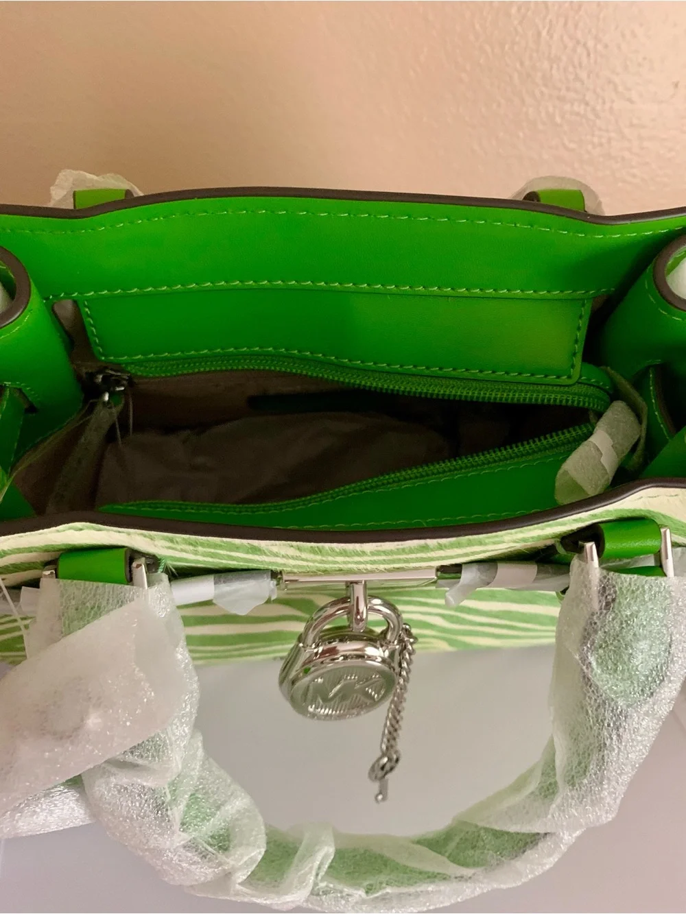 Michael Kors Hamilton Small Zebra Print Calf Hair Satchel in the color 