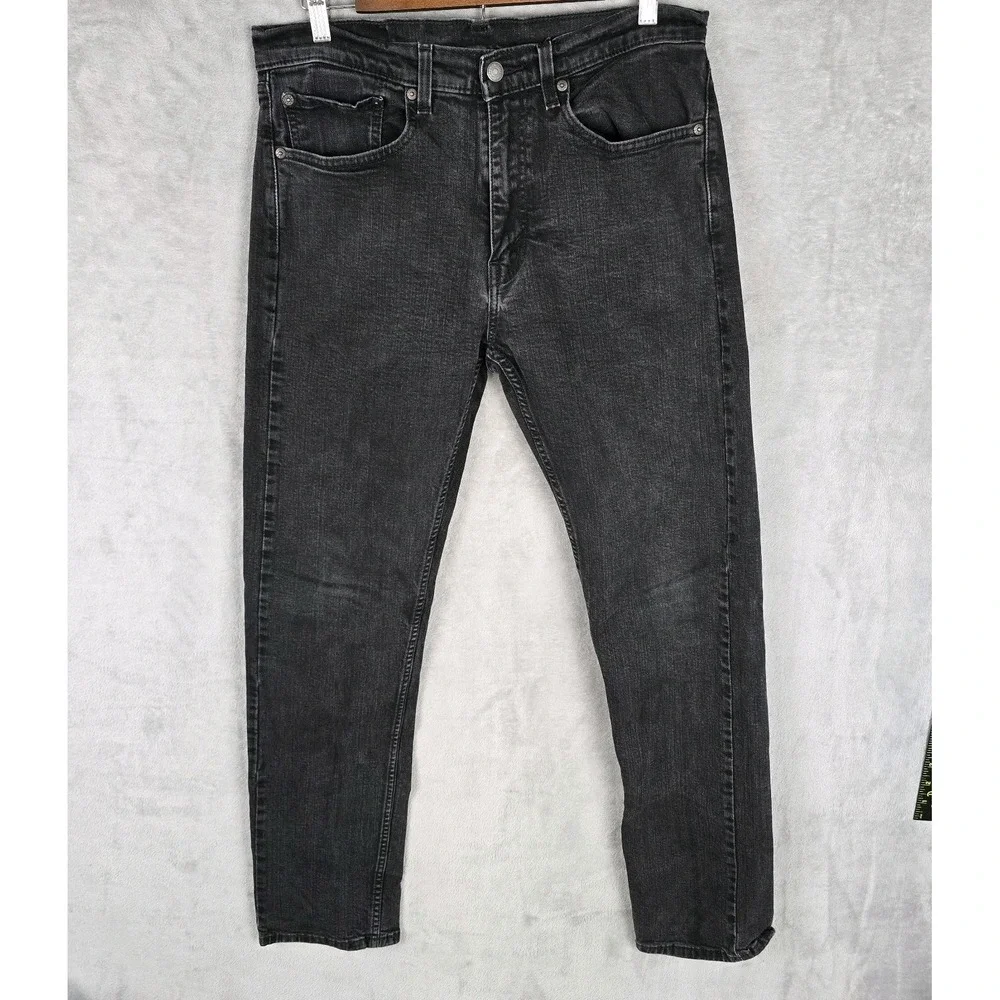 Levis 505 Regular Fit Jeans‎ Mens 33x32 Washed Black Straight Leg Denim Pants