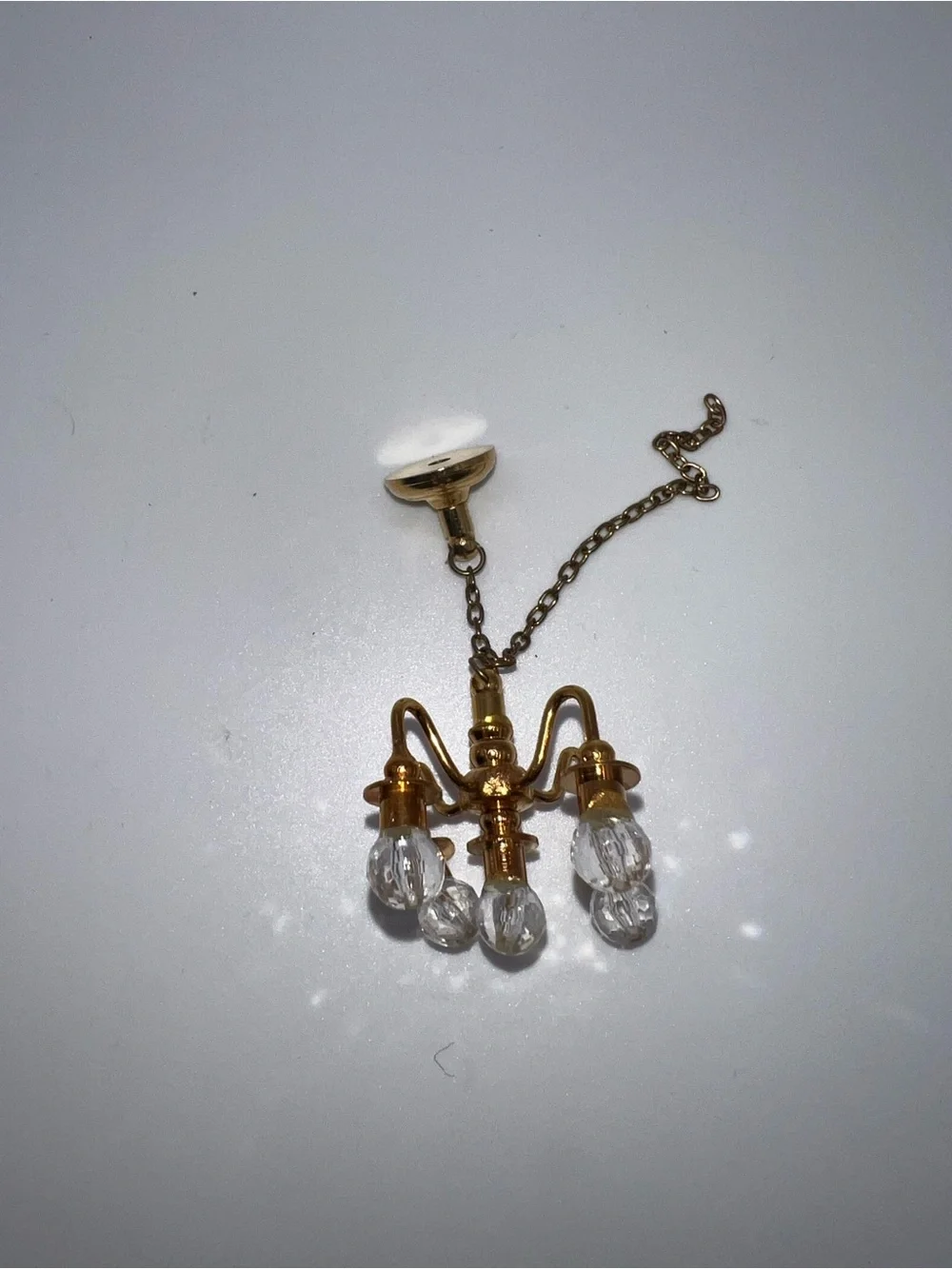 Miniature dollhouse gold-toned chandelier