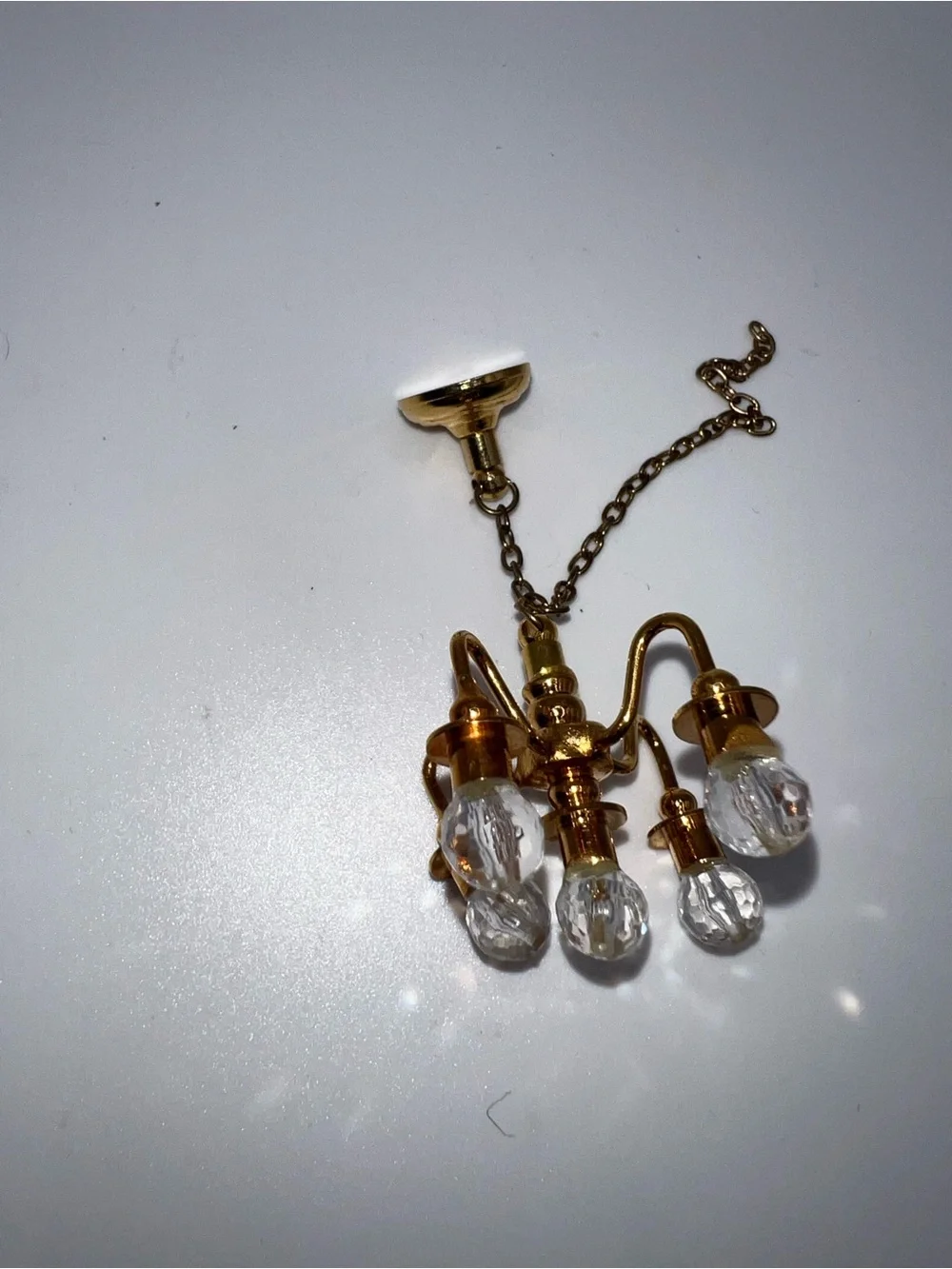 Miniature dollhouse gold-toned chandelier