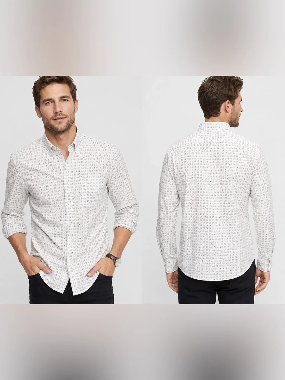 Banana Republic Tech Stretch Bicycle Print Button Down Shirt Men’s Large