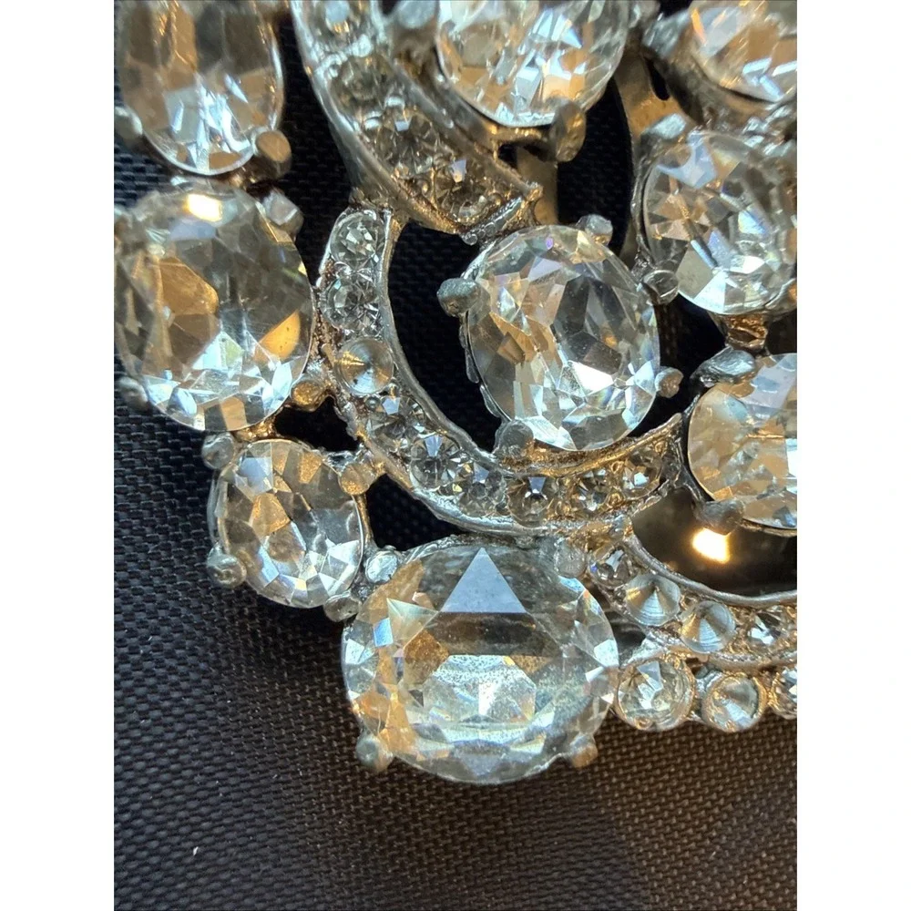 Mid Century Pot Metal Rhinestone Brooch With Working Duette-Style Converter 2.4