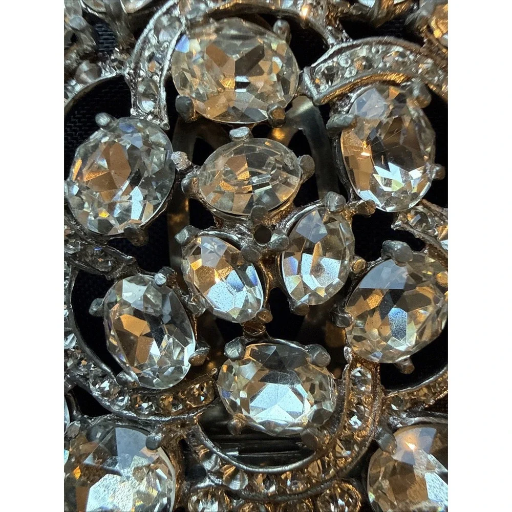 Mid Century Pot Metal Rhinestone Brooch With Working Duette-Style Converter 2.4