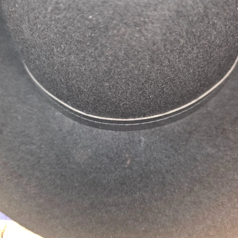 Ecote Womens Black 100% Wool Rancher Hat Wide Brim Leather Band Boho