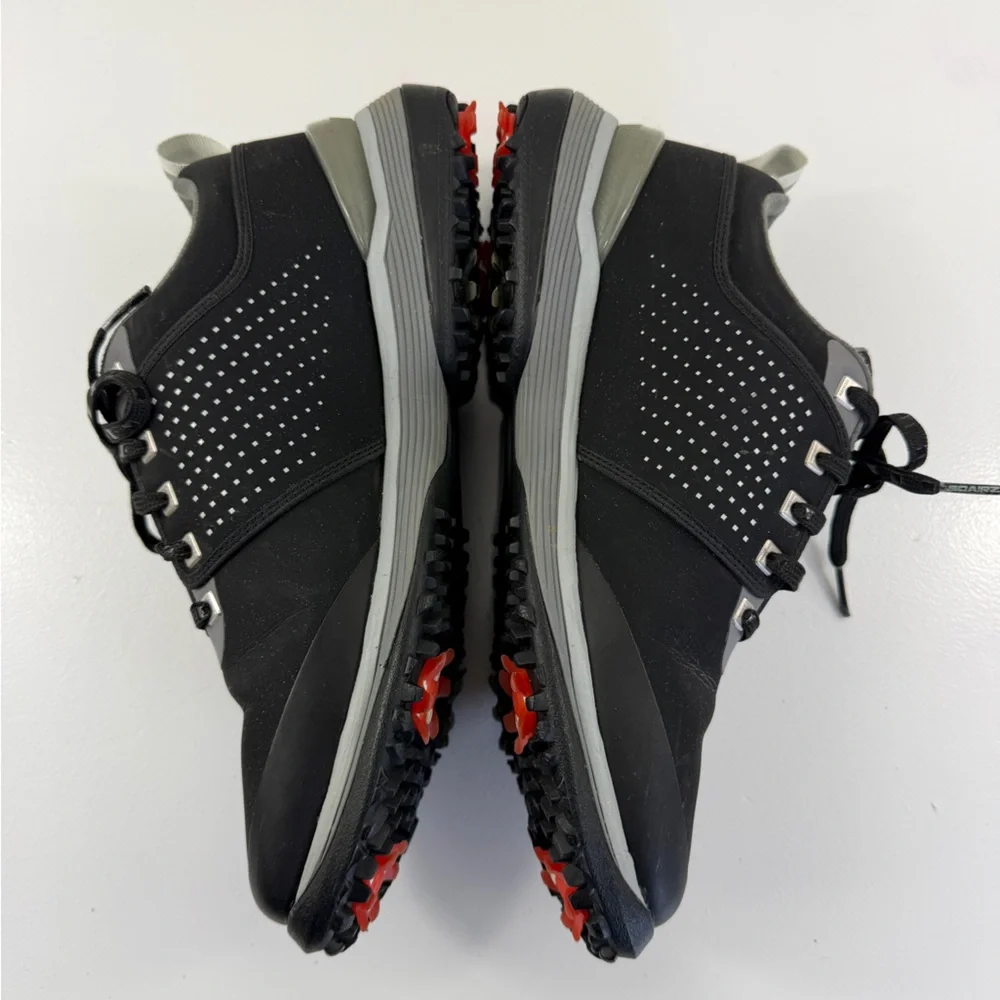 SQAIRZ Golf Shoes Mens Size 7.5‎ Black Gray Spiked Cleats Lace Up Square Toe