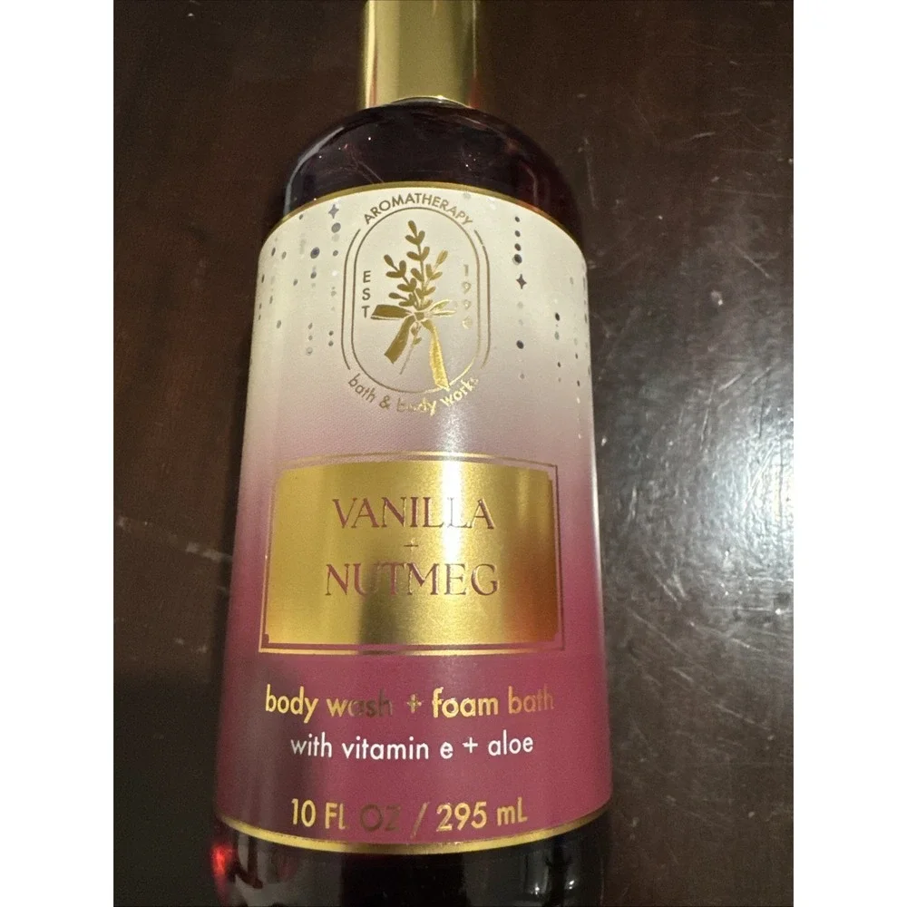 BATH & BODY WORKS AROMATHERAPY VANILLA NUTMEG BODY WASH FOAM BATH ~10 FL OZ ~NEW