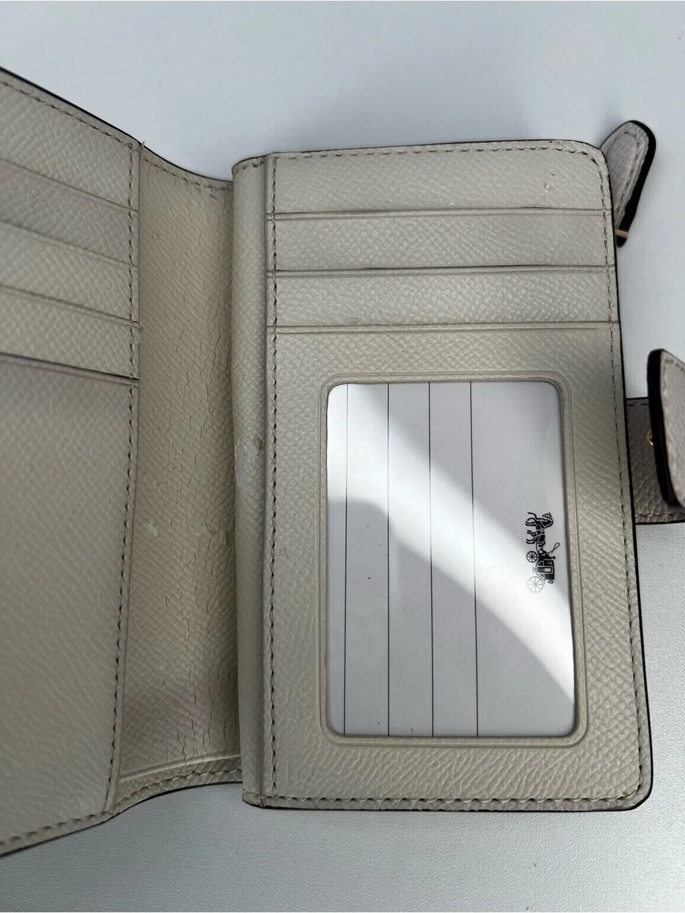 Coach (F11484) Medium Corner Zip Leather Wallet in Chalk