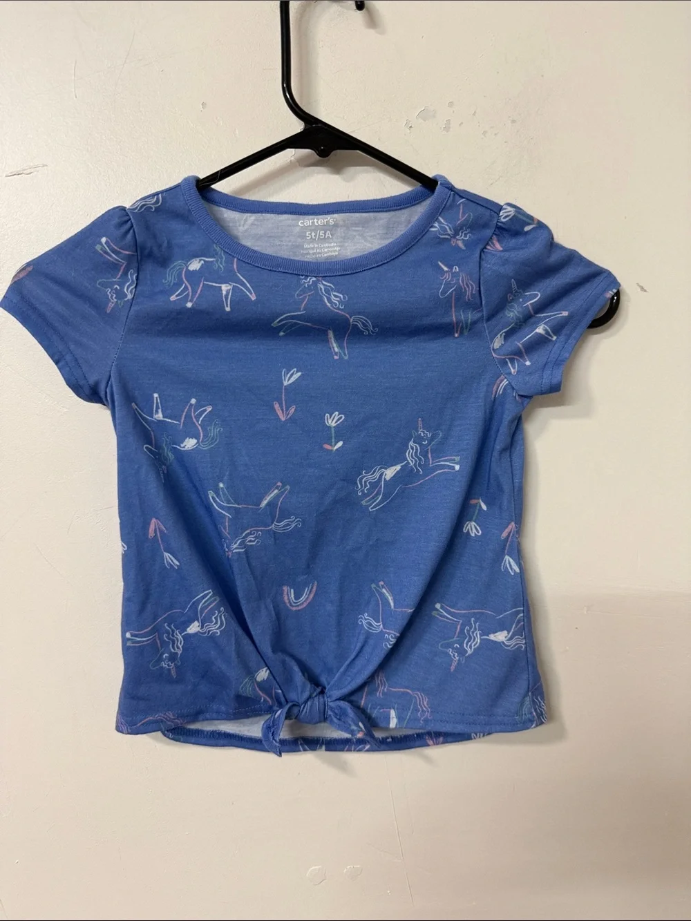 Carter's Blue Unicorn Tie-Knot Short Sleeve Tee