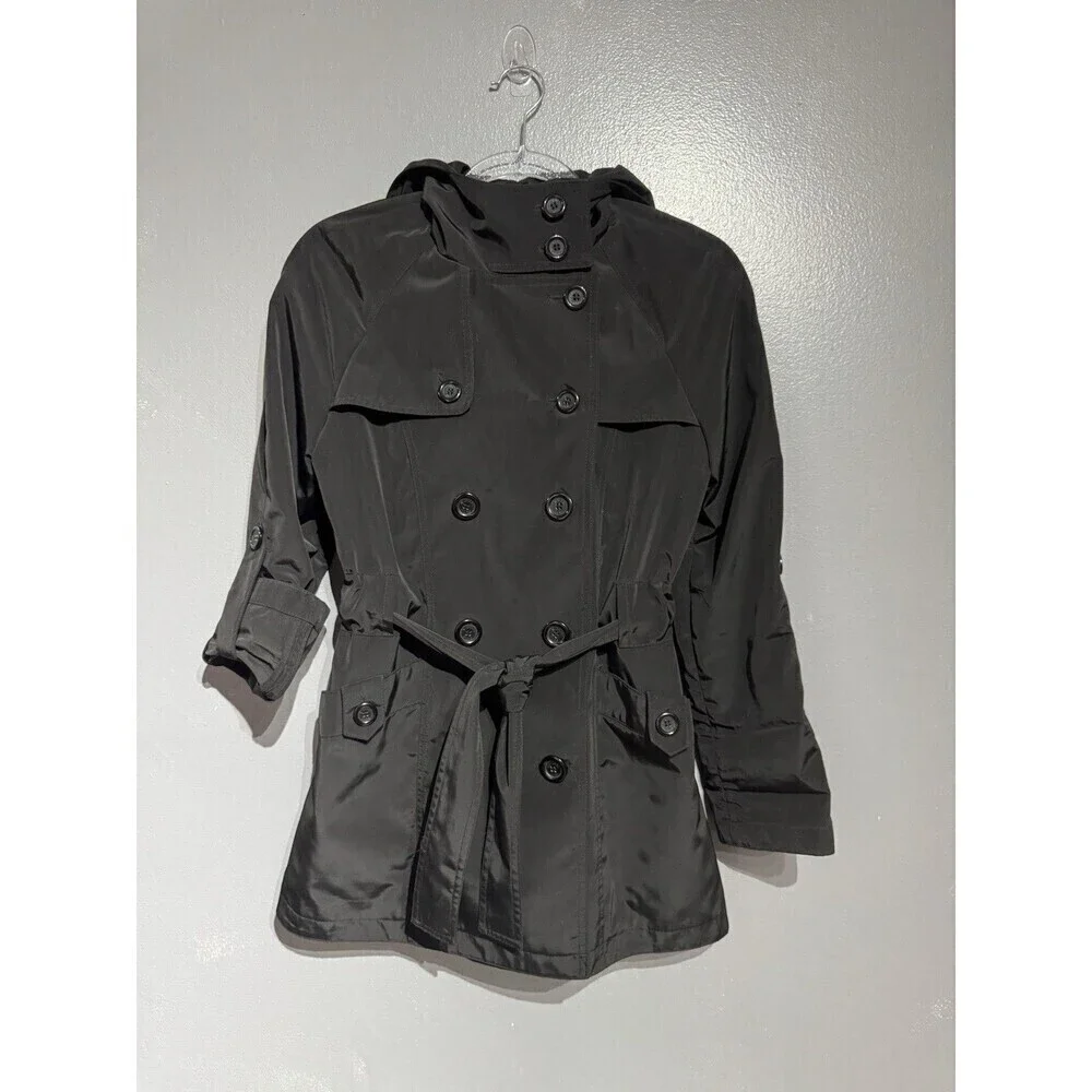 Michael Kors Trench COAT Black Double Breasted SZ XS