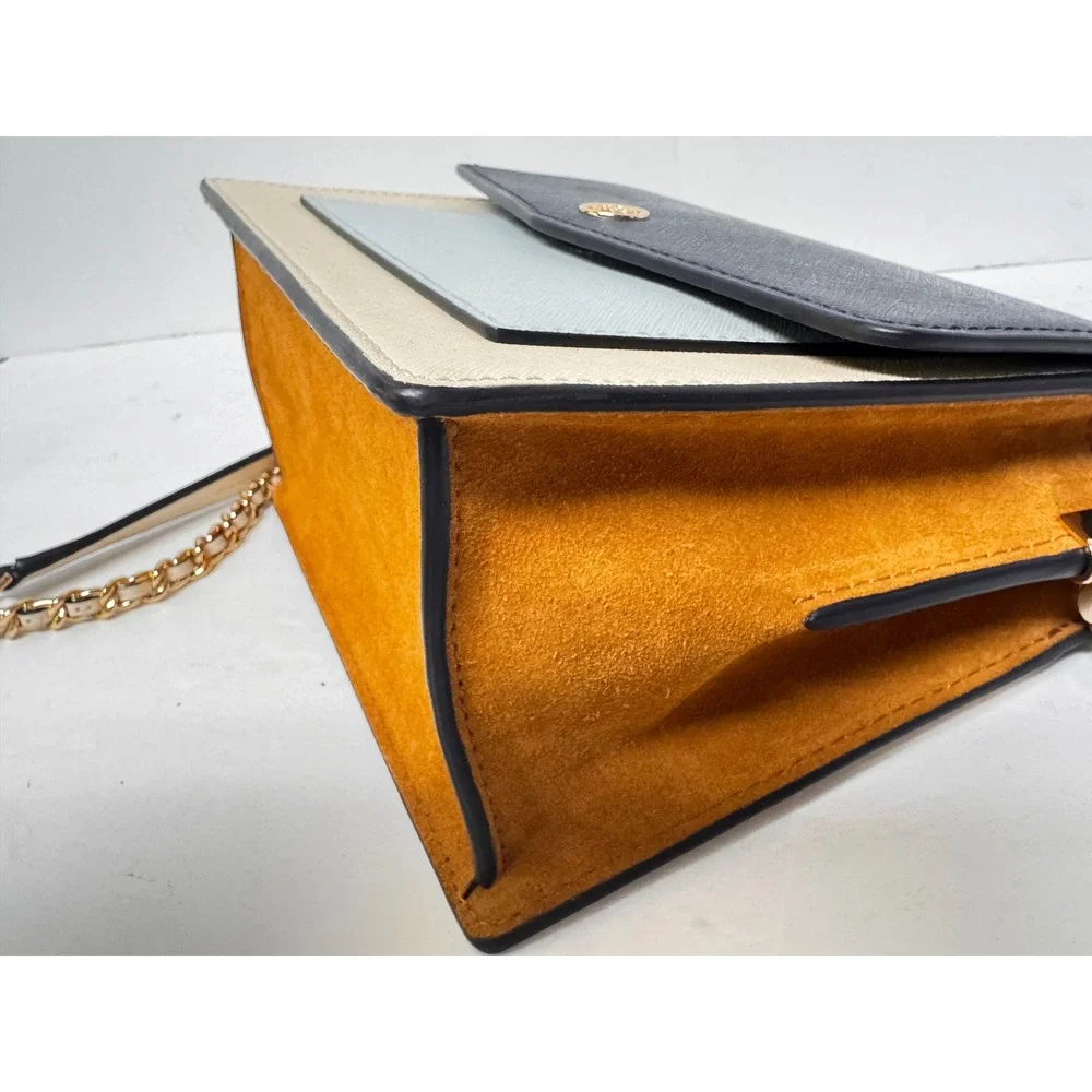 Tory Burch Robinson Color-Block Saffiano Leather Suede Convertible Shoulder NWOT