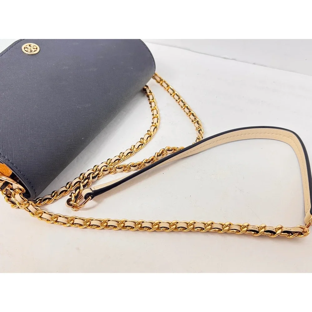 Tory Burch Robinson Color-Block Saffiano Leather Suede Convertible Shoulder NWOT