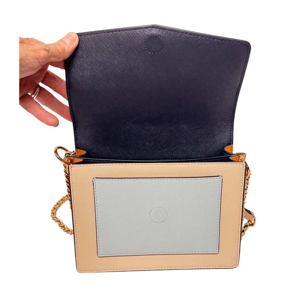 Tory Burch Robinson Color-Block Saffiano Leather Suede Convertible Shoulder NWOT