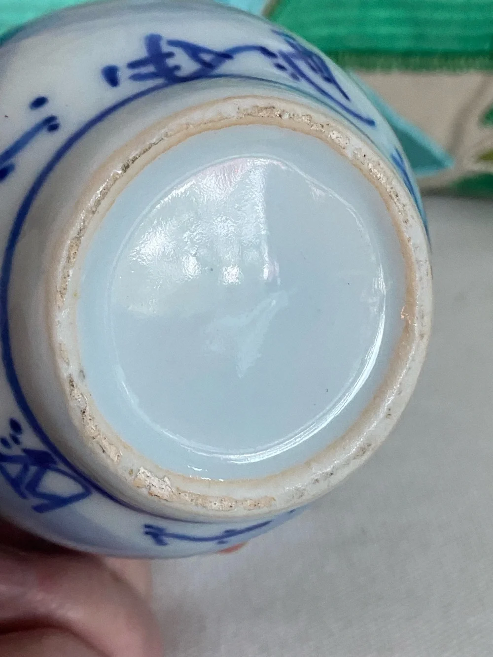 VTG Japanese Flow Blue White Wine Bottle Vase Hand painted 7”