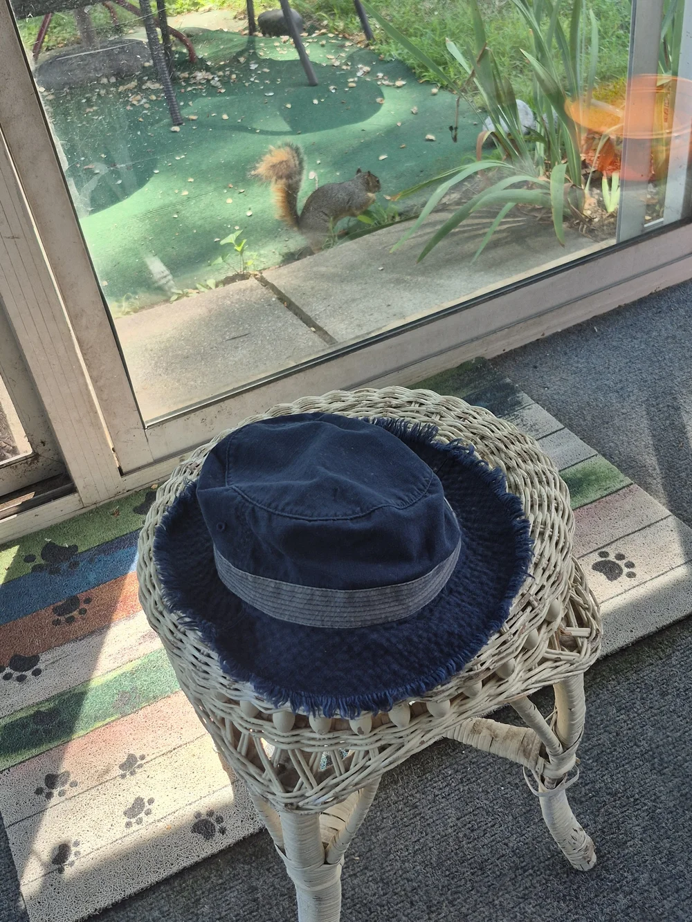 Navy Blue Bucket Hat with Gray Band