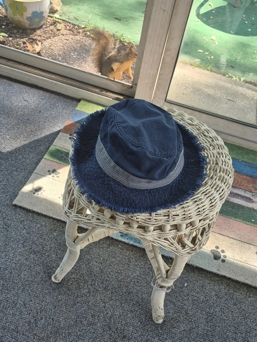 Navy Blue Bucket Hat with Gray Band