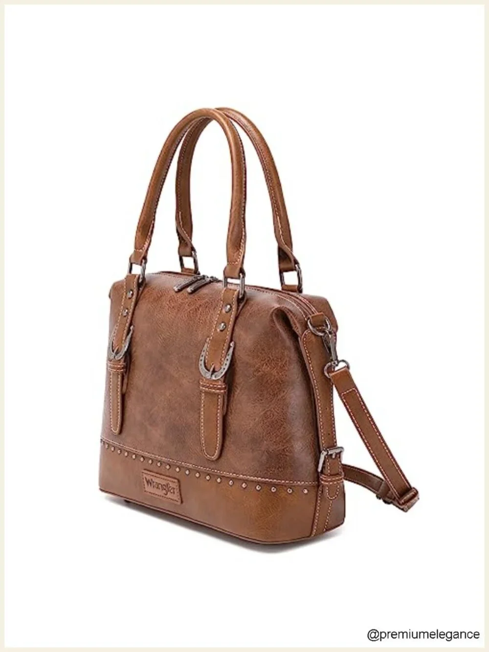 Western Barrel Satchel Handbag with Detachable Strap