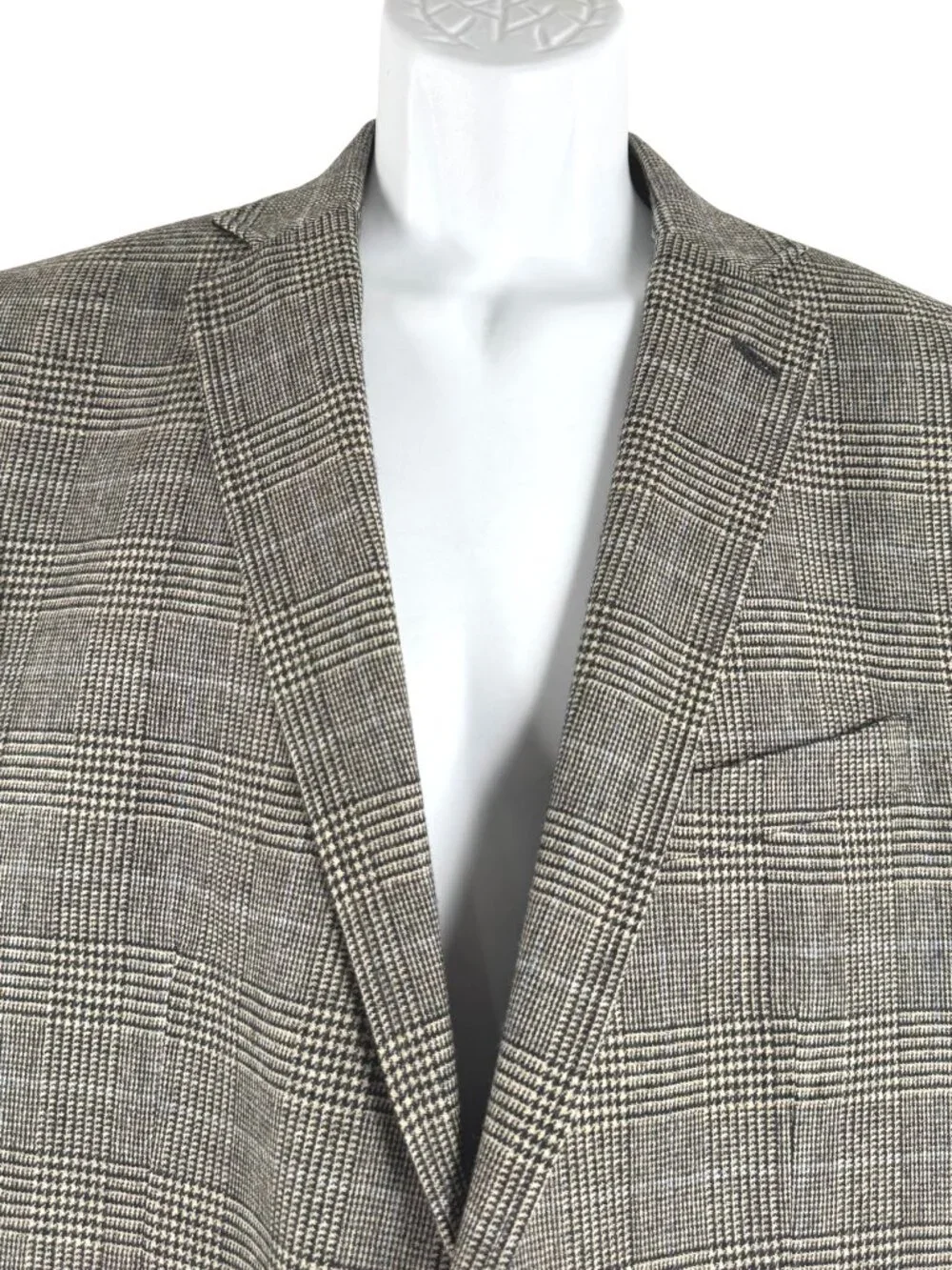 Lands' End Blazer Jacket Mens Size 44 Houndstooth Plaid Wool Blend CJ-2412