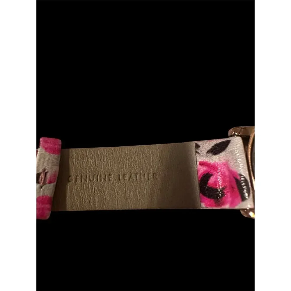 Kate Spade New York Metro Watch Floral Rose Band Pink and Gold Tones