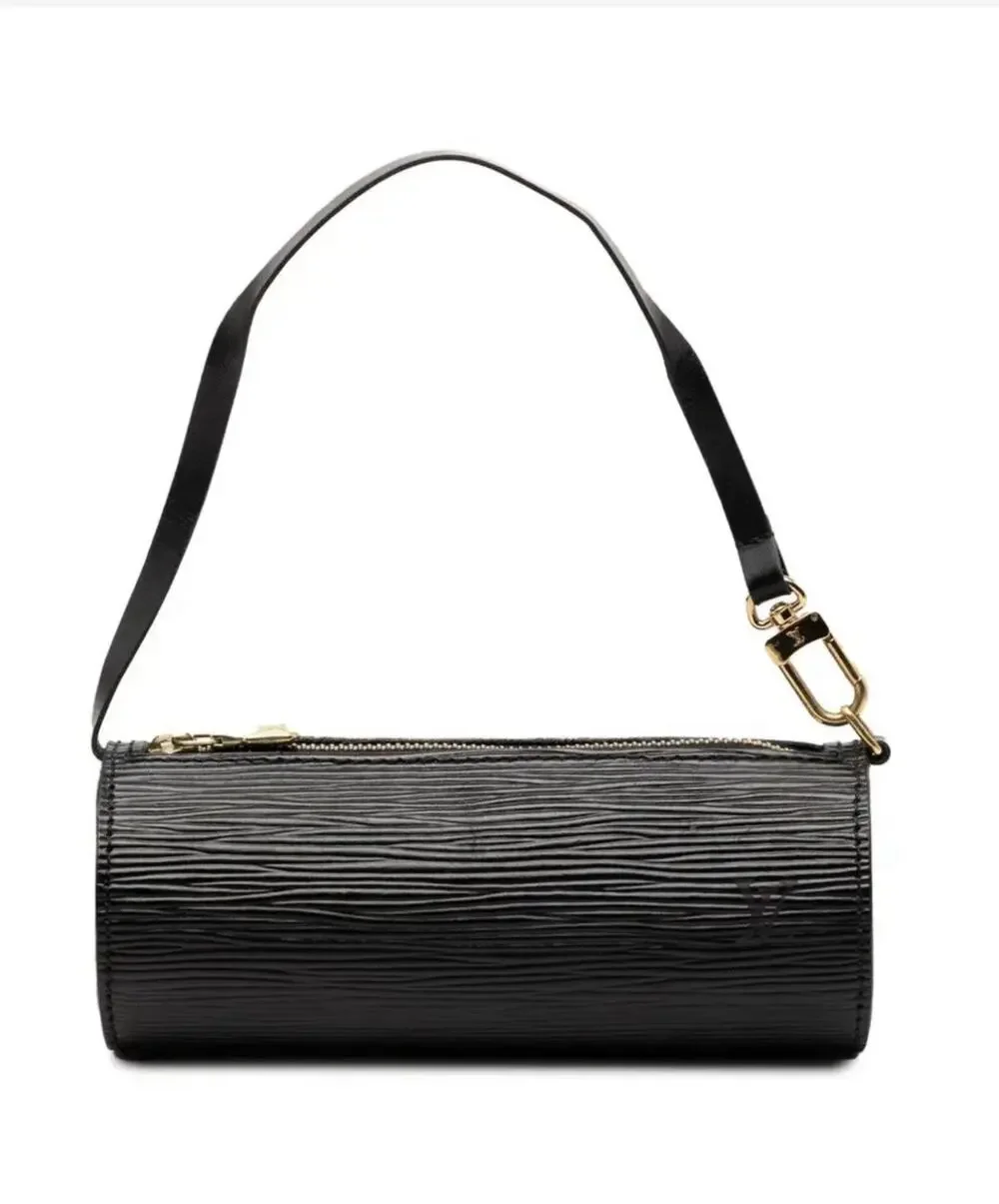Louis Vuitton Black Mini Papillon Leather Handbag Purse Excellent Condition