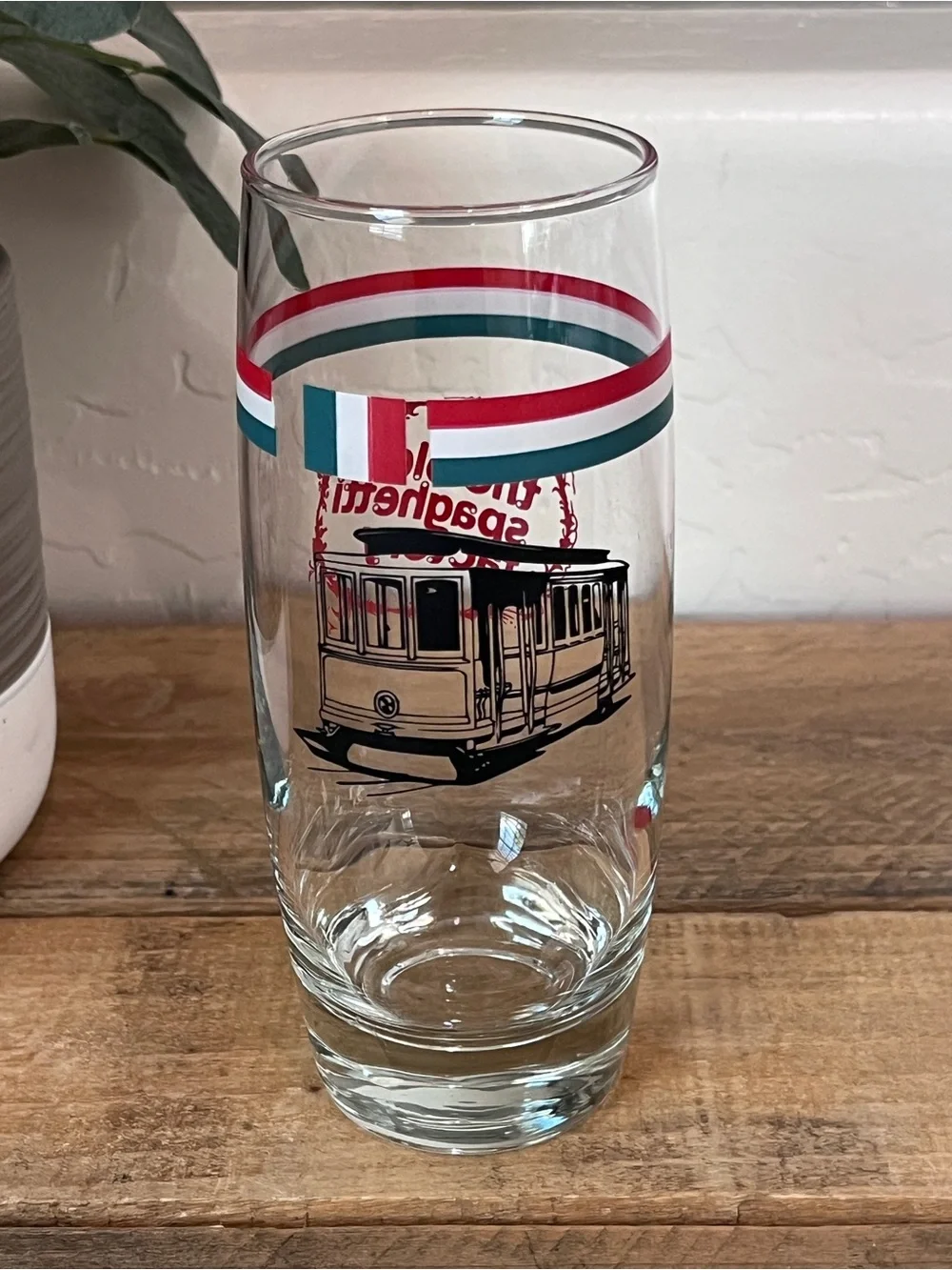 Vintage The Old Spaghetti Factory Souvenir Glass Trolley Cable Car