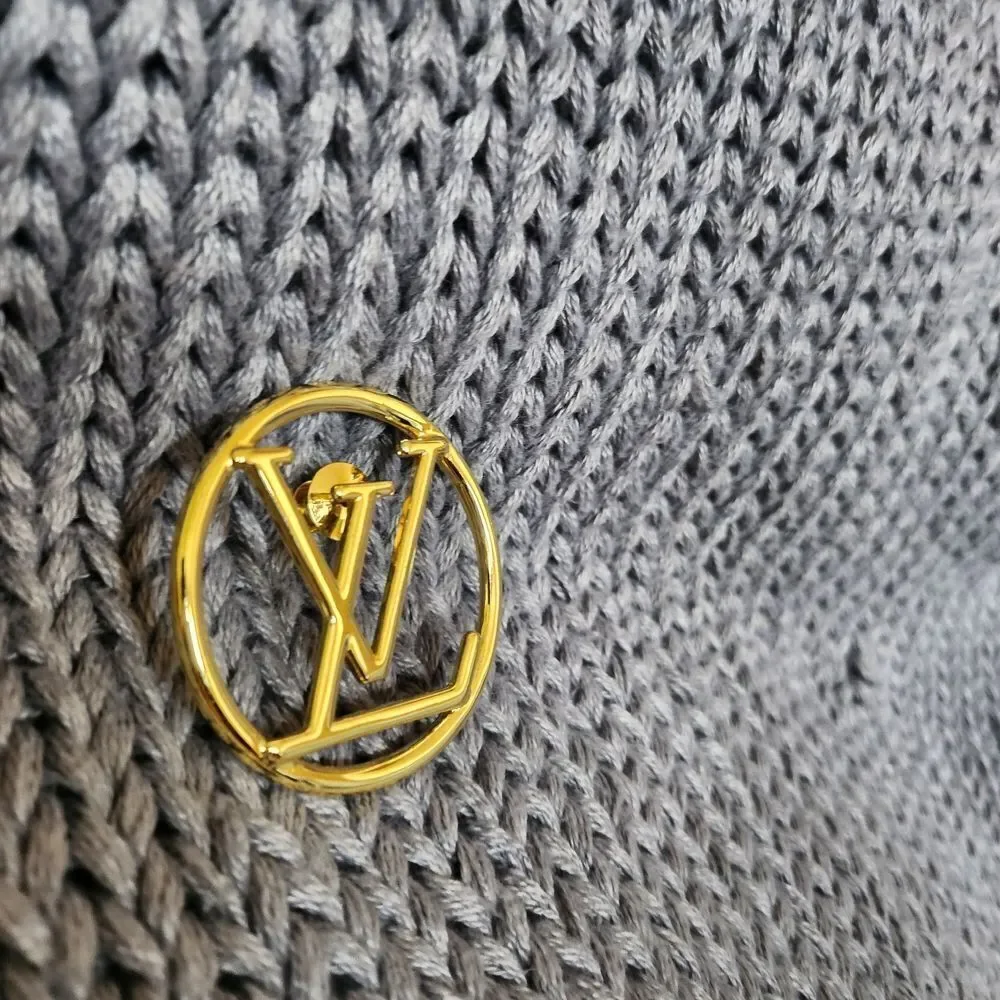 Gold LV Logo Brooch