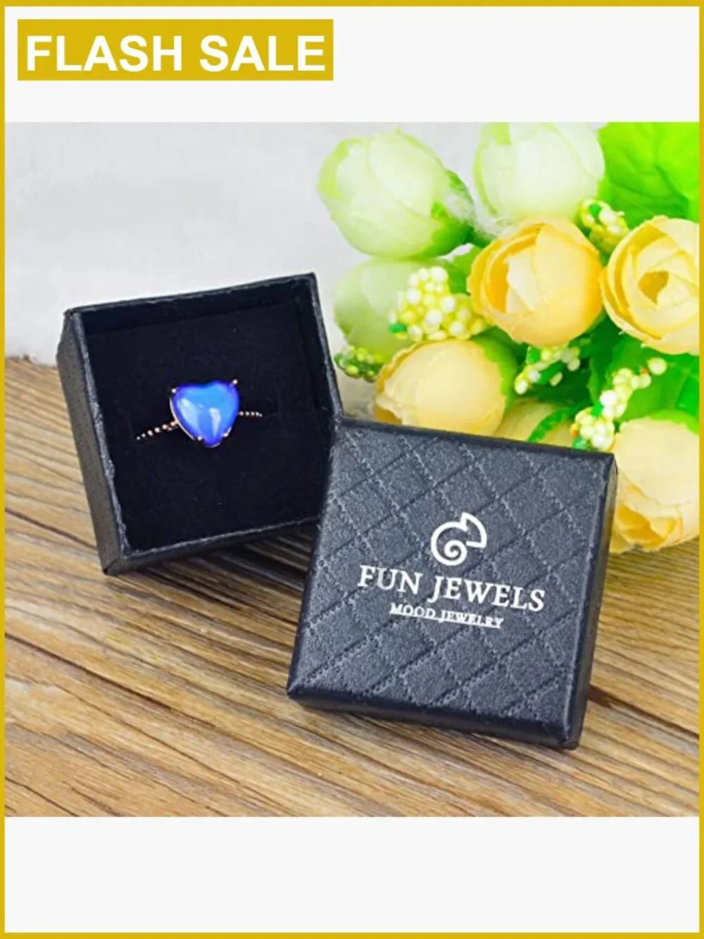 Minimalist Adjustable Mood Ring with Crystal Color Change Stone - 10mm Heart