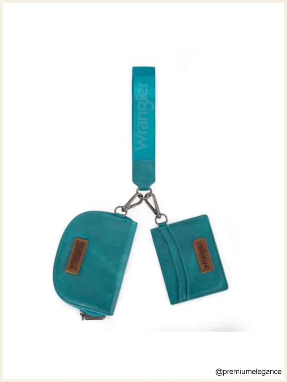 Wristlet Wallet with Detachable Keychain, Dual Pouch, Zipper Closure, Polyester