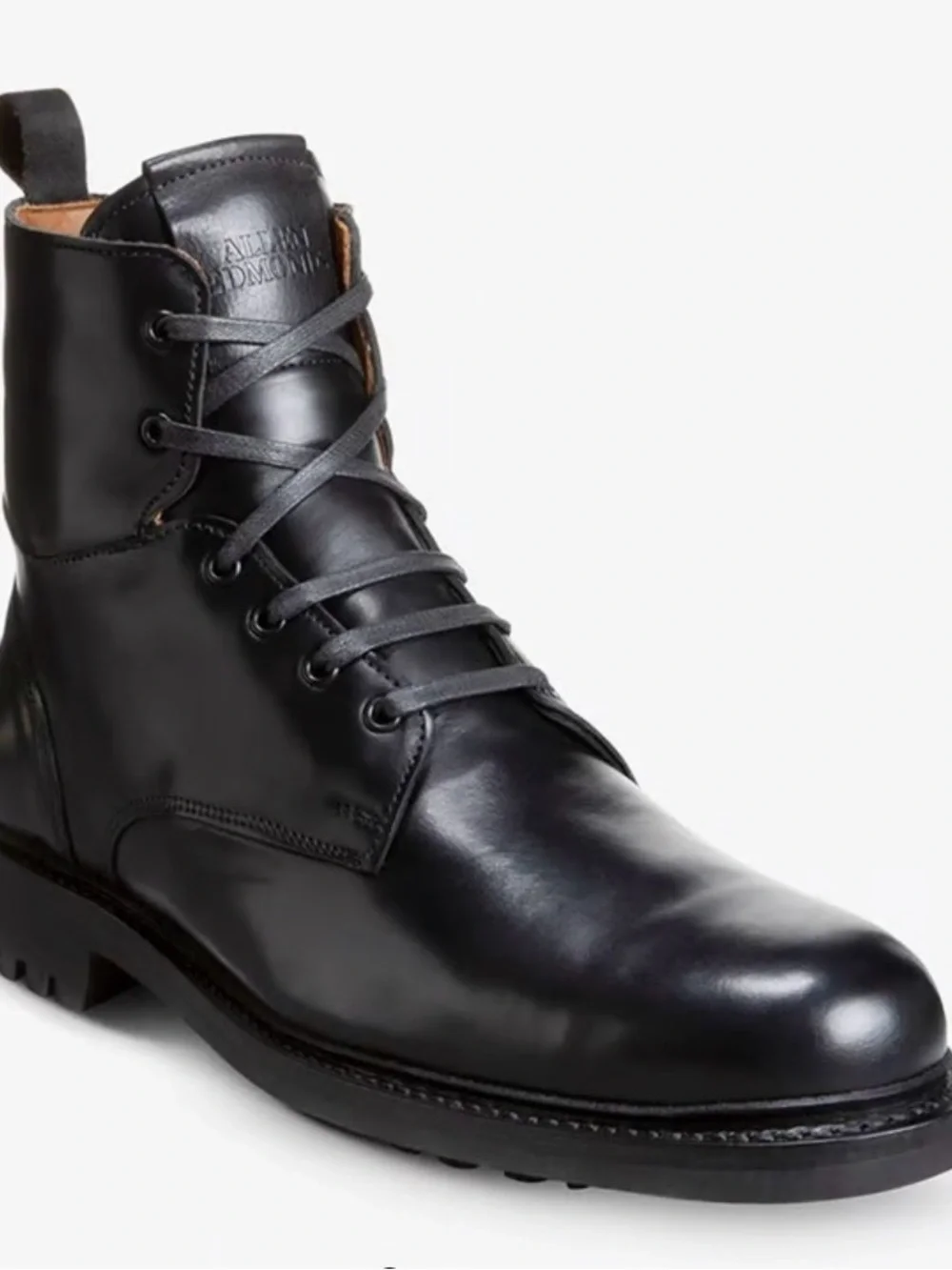 Allen Edmonds Black Leather Lace-Up Combat Boot