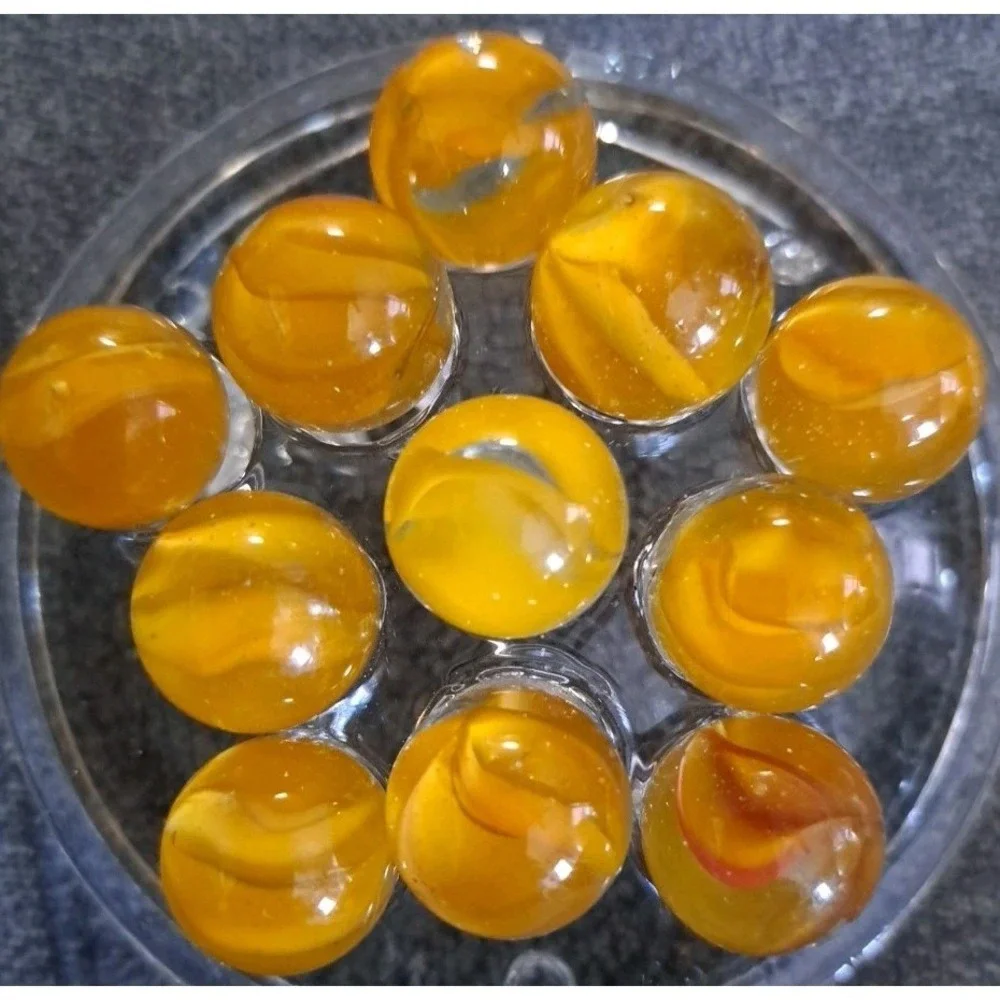 Lot Of 11 Estate Sale‎ Marbles Orange Cats Eye