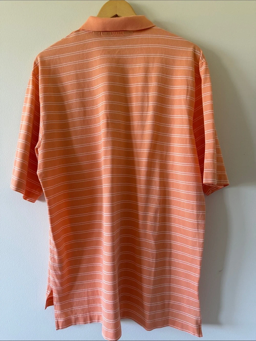 Ralph Lauren Polo Golf Orange Striped Polo with White Pony Logo Size Large‎